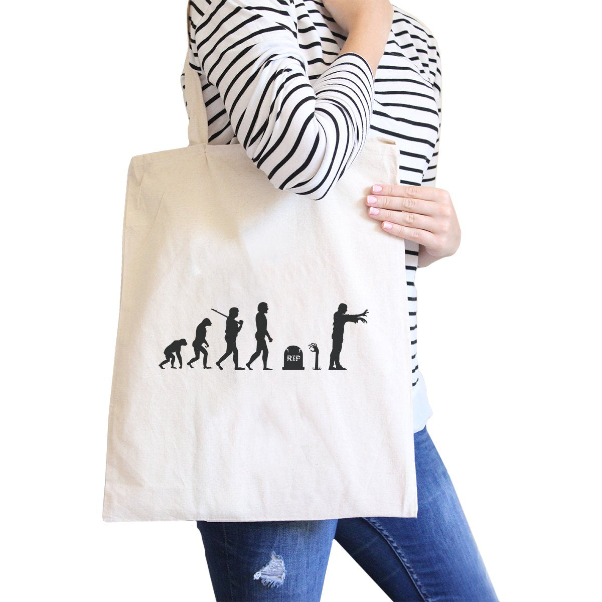 Zombie Evolution Natural Canvas Bags -