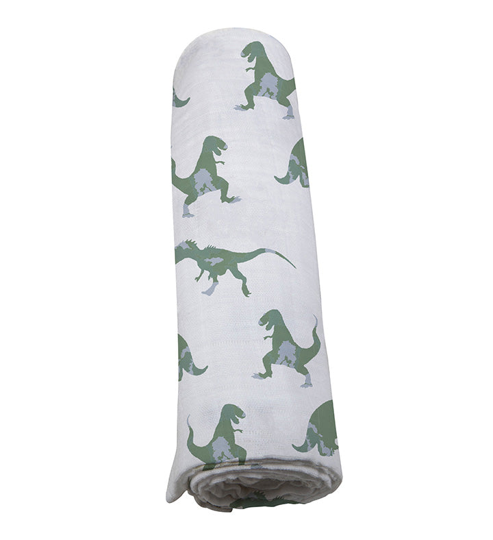 Newcastle - Granite Green Dinosaurs Cotton Swaddle -