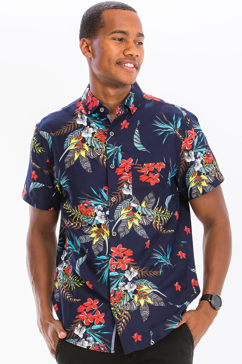 WEIV - Digital Print Hawaiian Short Sleeve Shirt -