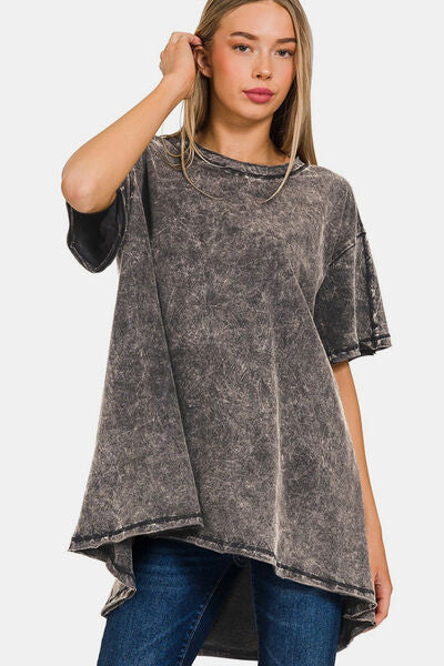 Zenana Round Neck Dropped Shoulder Blouse Tee - 2 SIZE COMBOS - T - 1  COLOR -