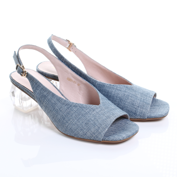 Crystal Clear Heel Open Toe Pumps (Light Blue)