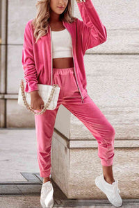 Thumbnail for Zip-Up Jacket and Pants Set - T - 2 COLORS -