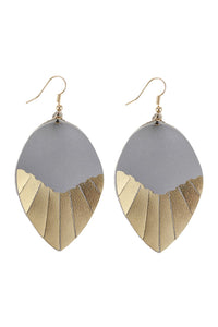 Thumbnail for Leaf Tassel Gold Leather Teardrop Hook Earring - 7 COLORS -