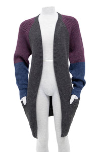 Thumbnail for Cabin Measures - Heavy Knit Alpaca Wool Sweater Coat in Amethyst -