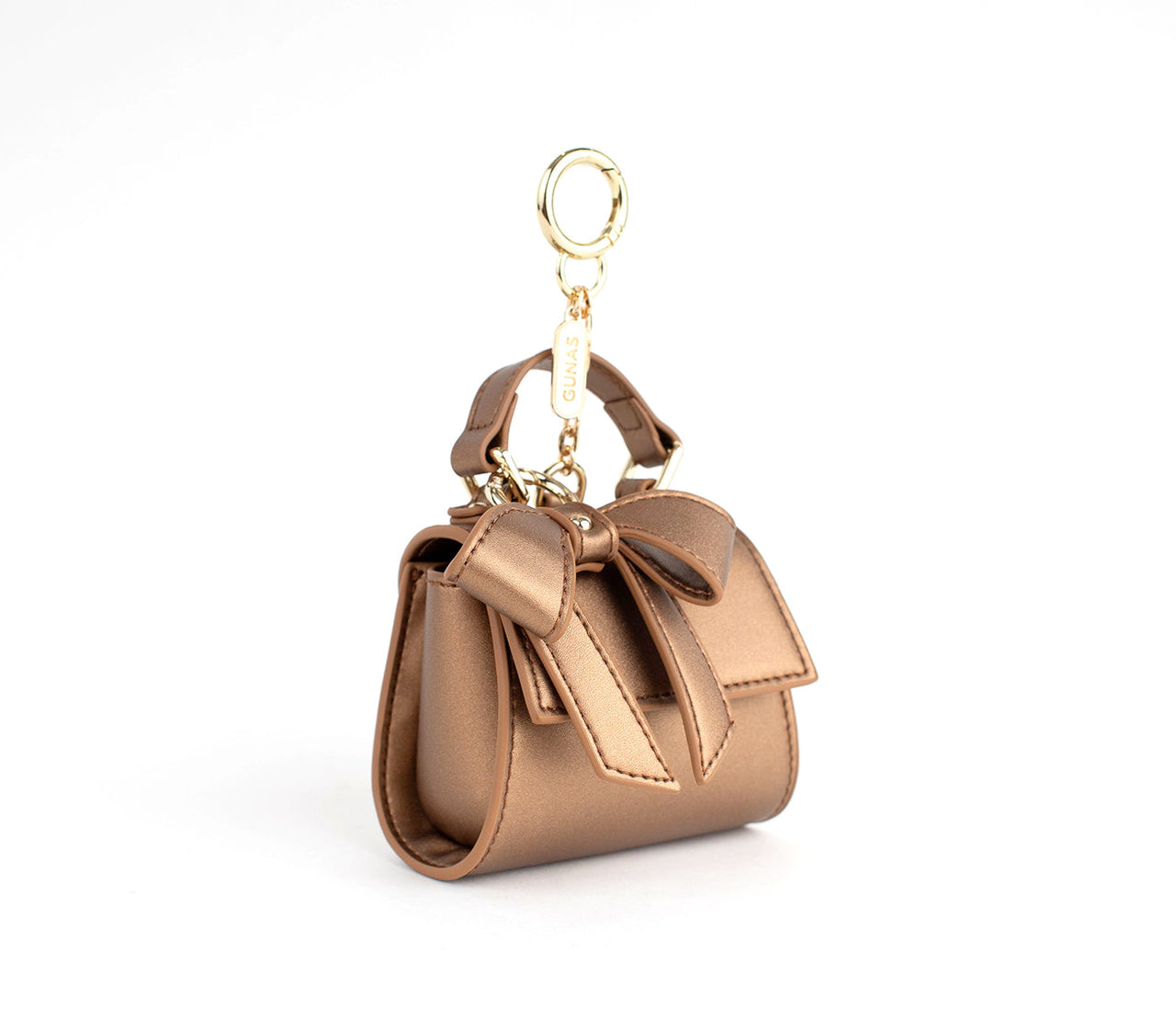 GUNAS NEW YORK - Cottontail Mini - Bronze Vegan Leather Bag KEYCHAIN - ACTUAL MINI PURSE! -