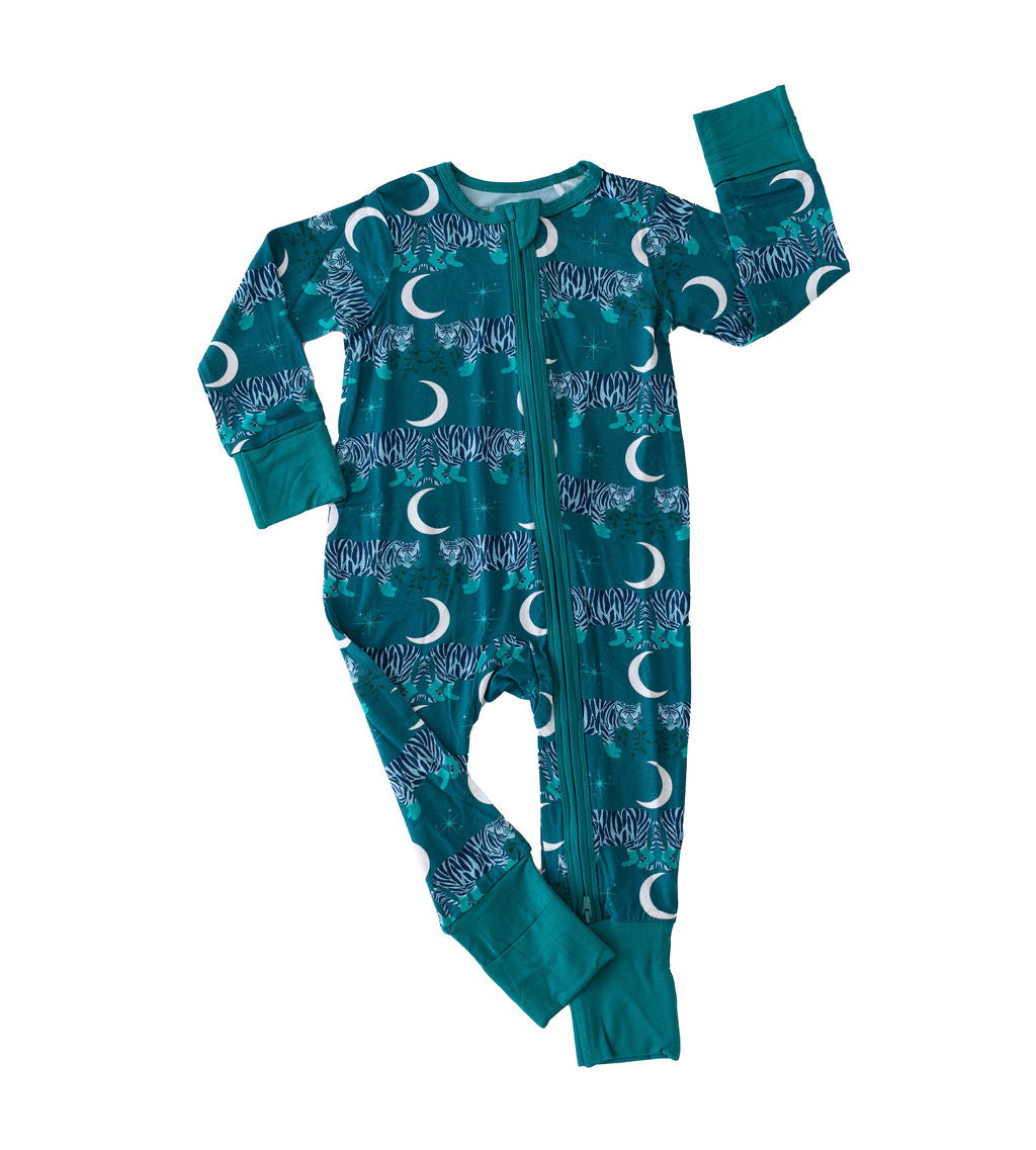 Eclipse Kids - Midnight Tigers - Long Sleeve Zipper Sleep Romper -