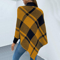 Thumbnail for Plaid Turtleneck Poncho - T - 1 COLOR -