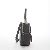 Thumbnail for Kiss Circle Shape Leather Crossbody Bag Black -