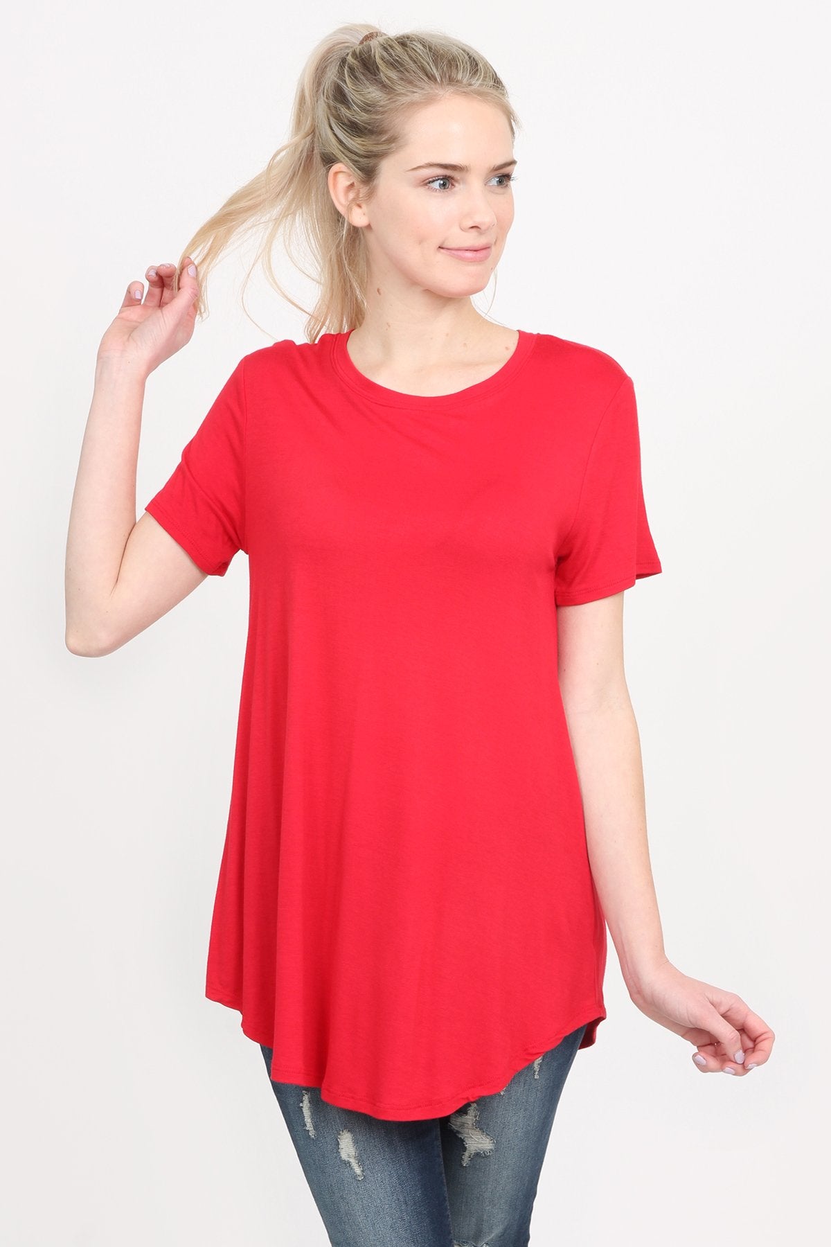 Riah Fashion - Premium Rayon Short Sleeve Top - 12 COLORS -