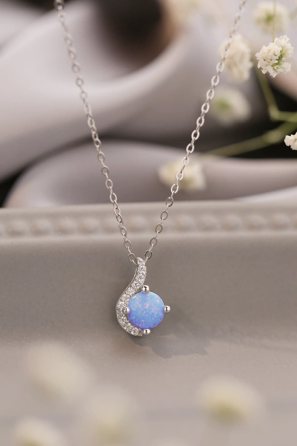 Sweet Beginnings Opal Pendant Necklace - T - 2 COLORS -