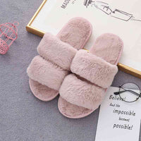 Thumbnail for Faux Fur Double Strap Slippers - T - 5 COLORS -