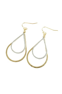 Thumbnail for Double Open Teardrop Dangle Hook Earrings - 2 FINISHES -