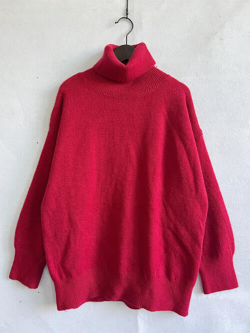 Turtleneck Long Sleeve Sweater - 1 OVERSIZE - T - 6 COLORS -