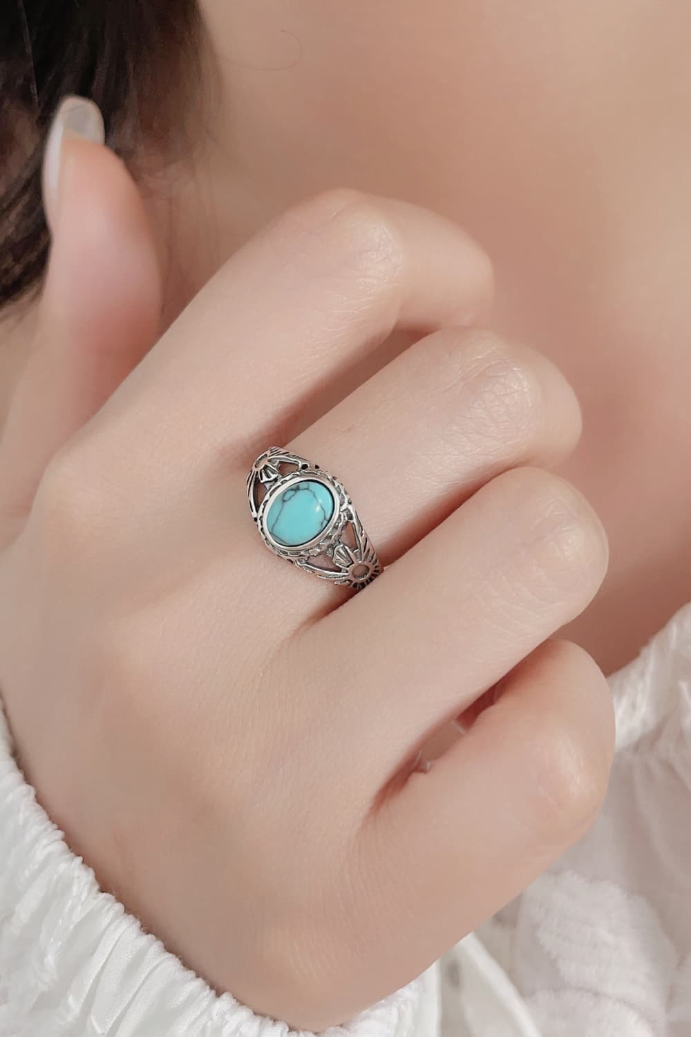 Turquoise 925 Sterling Silver Ring - T - SIZES 5 THRU 9 -