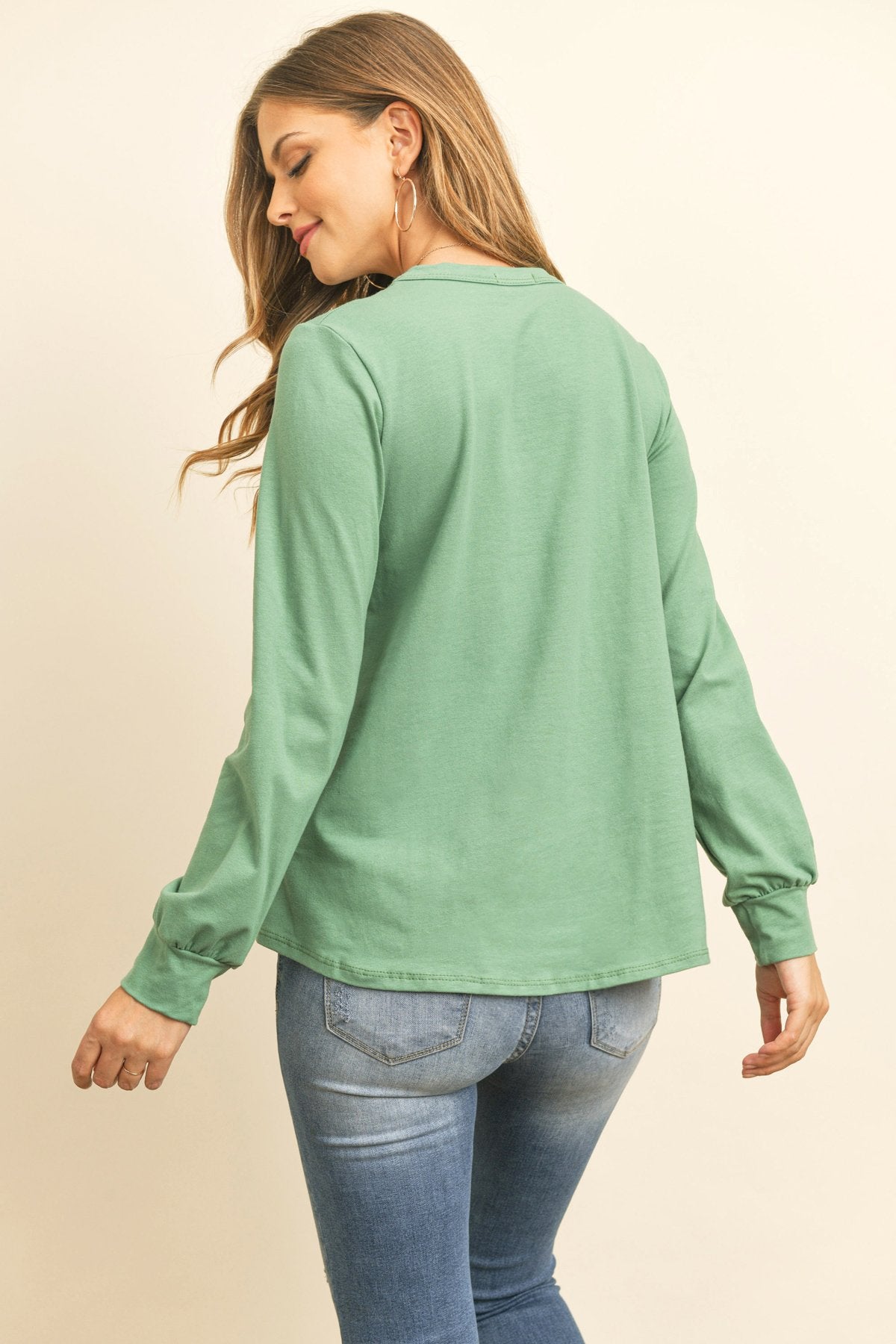 Riah Fashion - Long Sleeve Round Neck Solid Top - 17 COLORS -