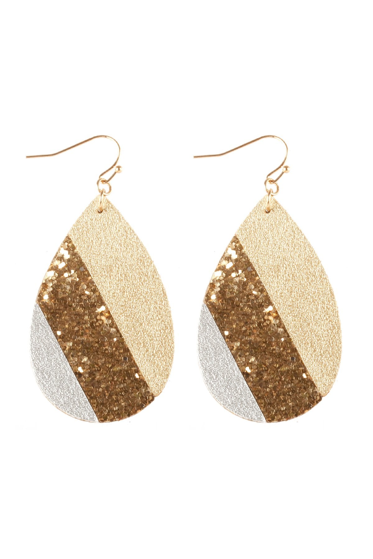 Riah Fashion - Mosaic Sequin Leather Teardrop Earrings - 5 COLORS -