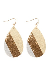 Thumbnail for Riah Fashion - Mosaic Sequin Leather Teardrop Earrings - 5 COLORS -