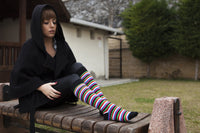 Thumbnail for Women's Blackish Stripe Knee High Socks - 1 COLOR-