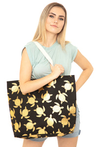 Thumbnail for Riah Fashion - Gold Foil Turtle Tote Bag - 8 COLORS -