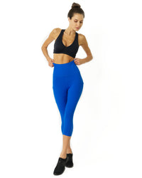 Thumbnail for Savoy - High Waisted Yoga Capri Leggings - Sky Blue - 1 COLOR -