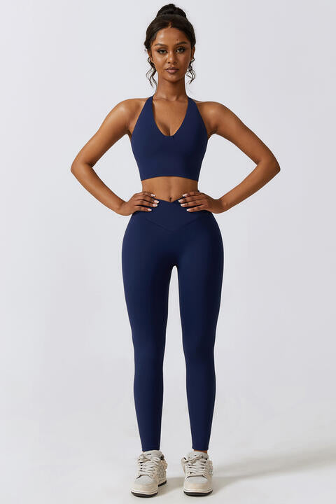 Crisscross Sports Bra and Leggings Set - 2 PCS. - T - 4 COLORS -