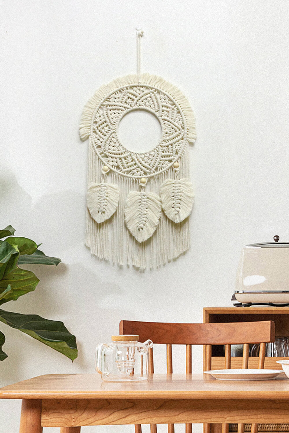 Hand-Woven Fringe Macrame Wall Hanging - 23.6" X 11.8" - T - 2 COLORS -