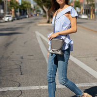 Thumbnail for Amber Leather Bucket Bag Gray -