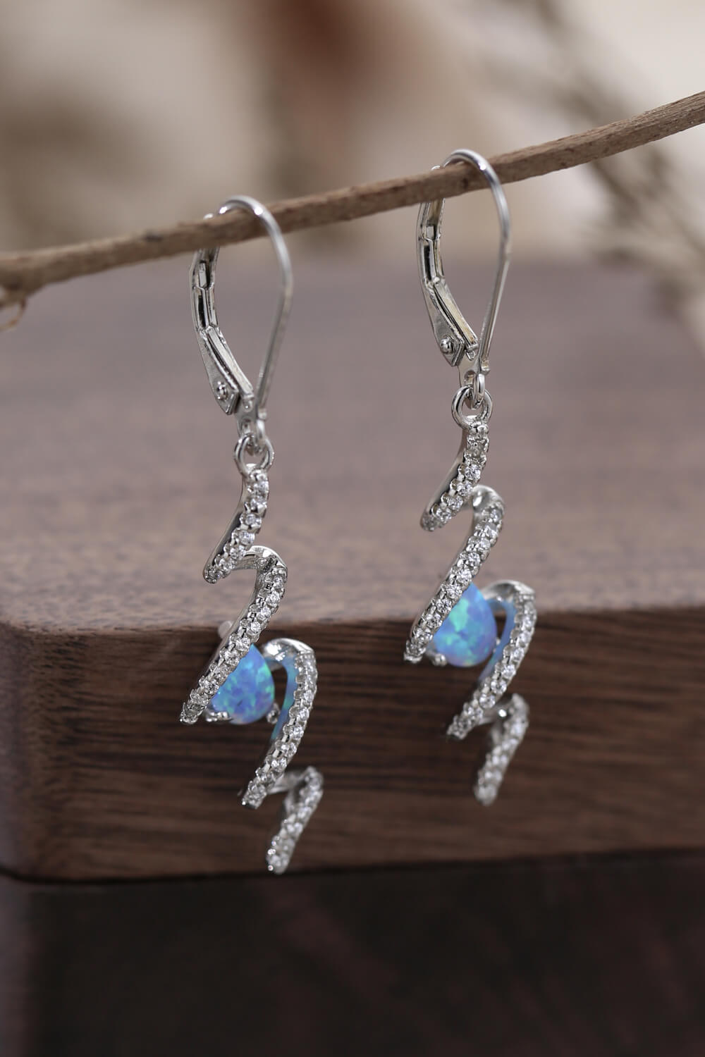 Twisted Opal Drop Earrings - T - 2 COLORS -