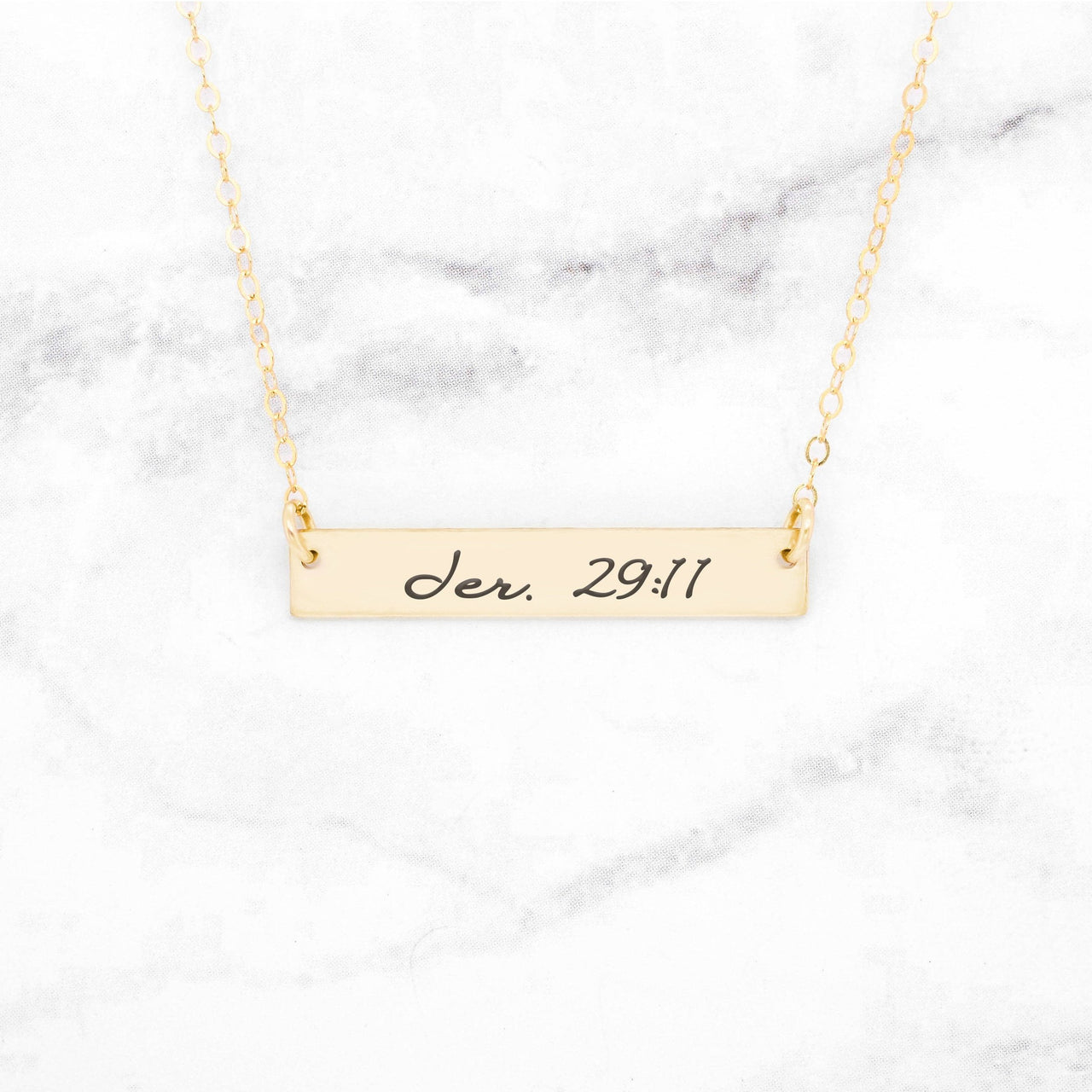 Bible Verse Necklace - Sterling Silver Bar Necklace -