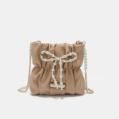 Nicole Lee - USA Pearl Bow Chain Strap Purse - T - 7 COLORS -