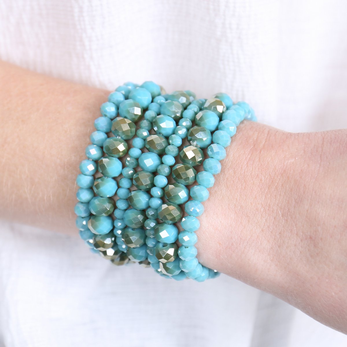 Seven Lines Glass Beads Stretch Bracelet - 22 COLORS