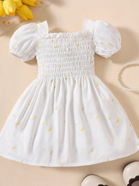 Thumbnail for Baby Girl Printed Square Neck Smocked Dress - T - 5 SIZES - 2 COLORS -