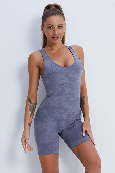 Crisscross Wide Strap Active Romper - T - 4 COLORS -