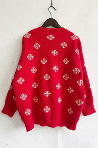 Thumbnail for Pearl Detail Round Neck Long Sleeve Sweater - T - 1 COLOR -