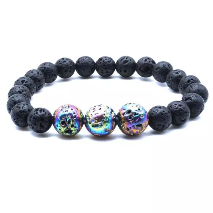 Volcano Lava Stone Bracelet Multicolor Rainbow -