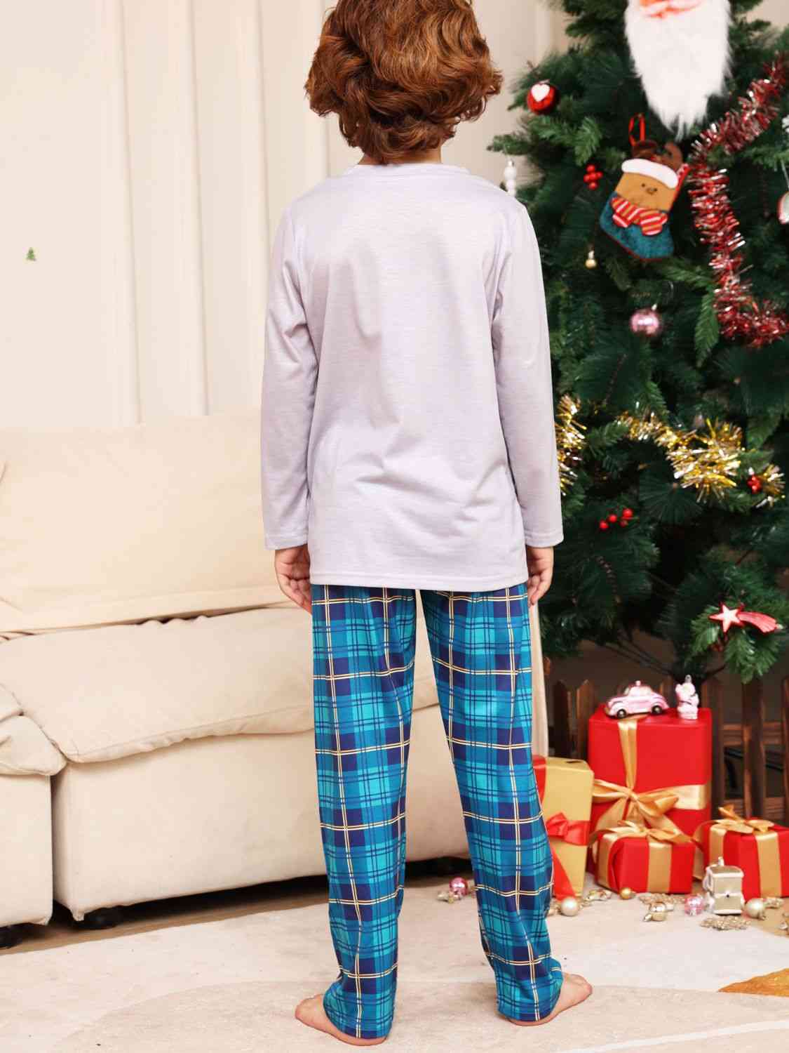 KIDS  Rudolph Graphic Long Sleeve Top and Plaid Pants Set - T -