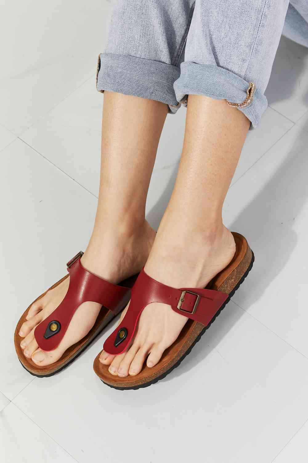 MMShoes Drift Away T-Strap Flip-Flop in Wine - T - 1 COLOR -