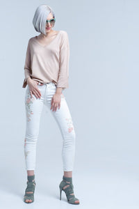 Thumbnail for Q2 - Pink Knit Sweater With Gold Lurex Detail - 1 COLOR -