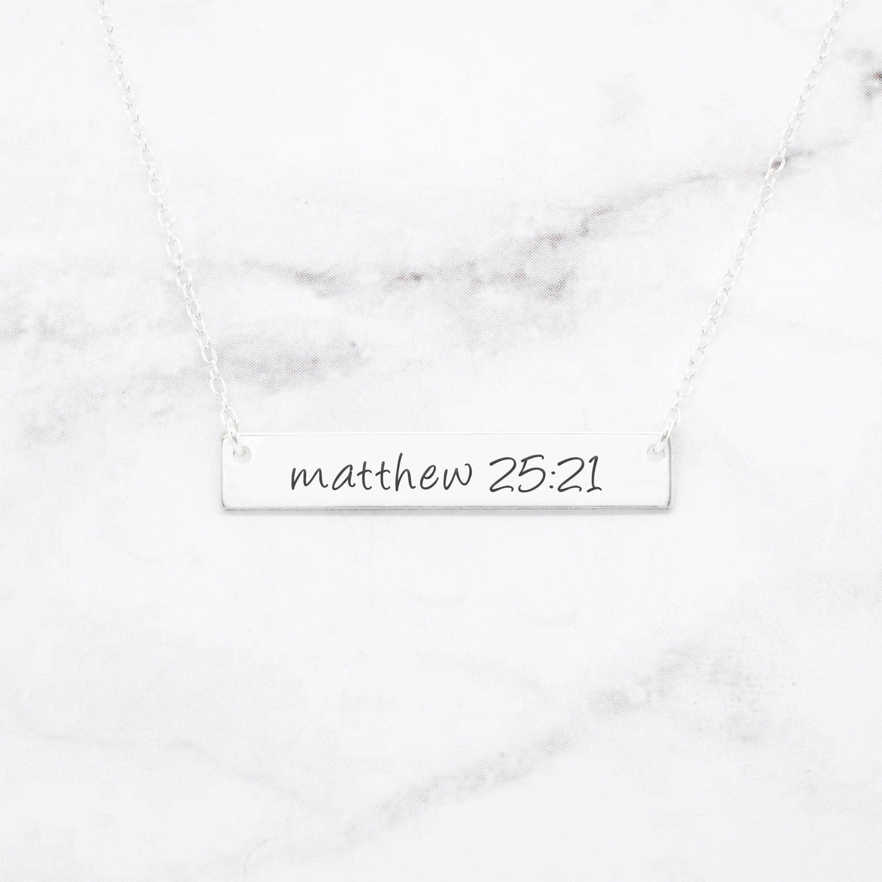 Matthew 25:21 Necklace - Gold Bar Necklace -