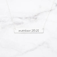 Thumbnail for Matthew 25:21 Necklace - Sterling Silver Bar Necklace -