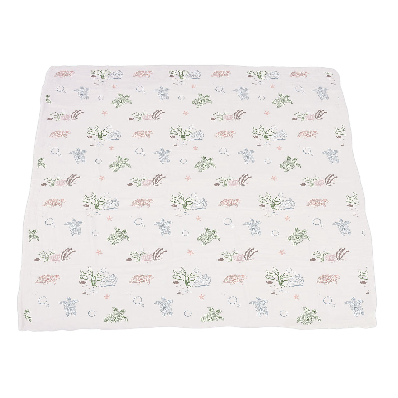 Newcastle - Turtles and Water Lily Bamboo Muslin Newcastle Blanket -