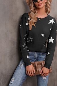 Thumbnail for Star Round Neck Sweater - T - 2 COLORS -