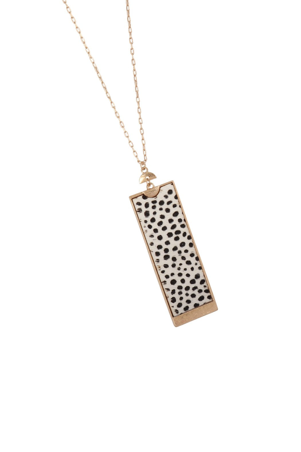 Rectangle Shape Leather Pendant Necklace - 7 COLORS -