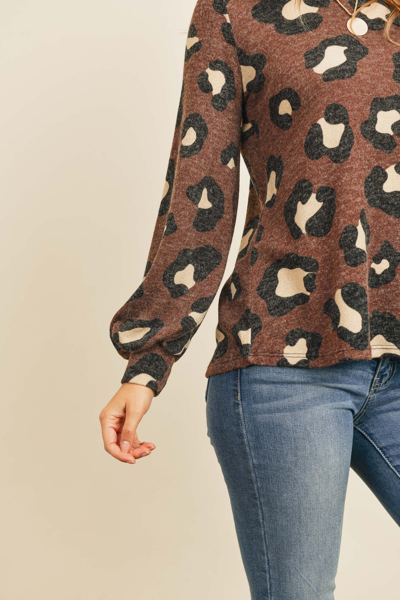 Riah Fashion - Puff Sleeved Leopard Print Top - 4 COLORS -