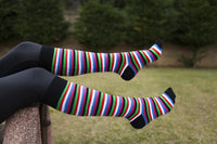 Thumbnail for Women's Blackish Stripe Knee High Socks - 1 COLOR-