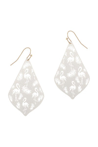 Thumbnail for Metal Filigree Flamingo Drop Earrings - 3 COLORS -