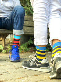 Thumbnail for Kids Blue Canary Stripe Socks - 1 COLOR -