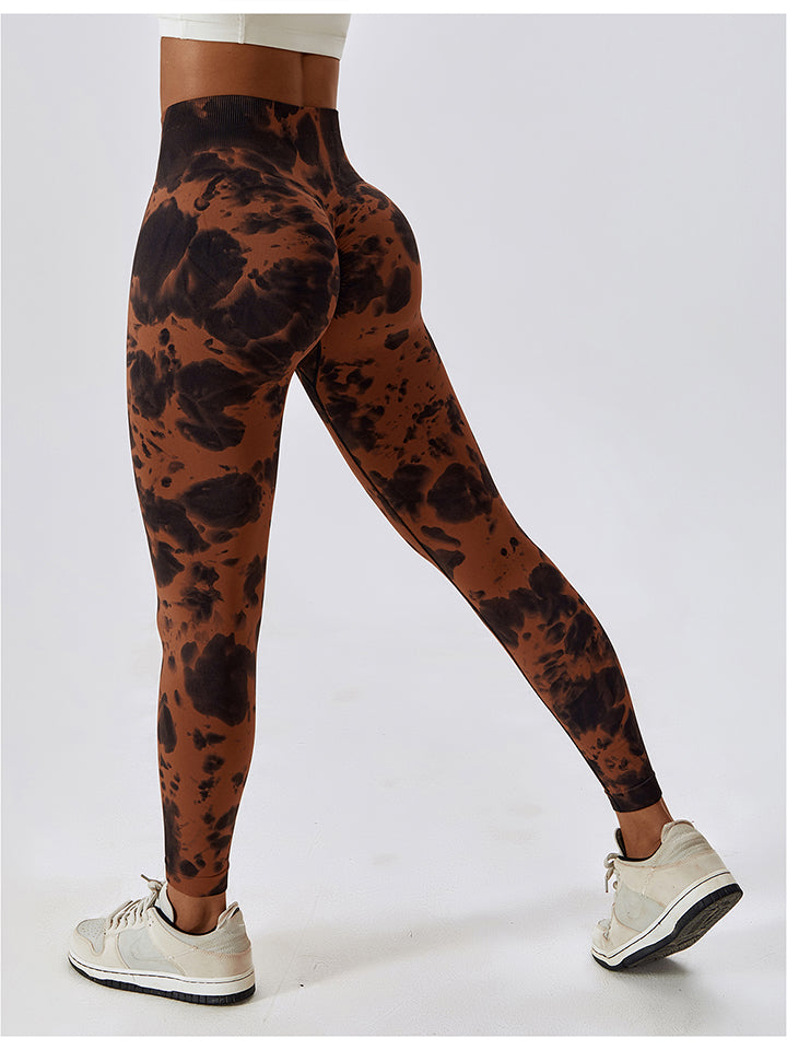 Tie Dye Wide Waistband Active Leggings - T - 7 COLORS -