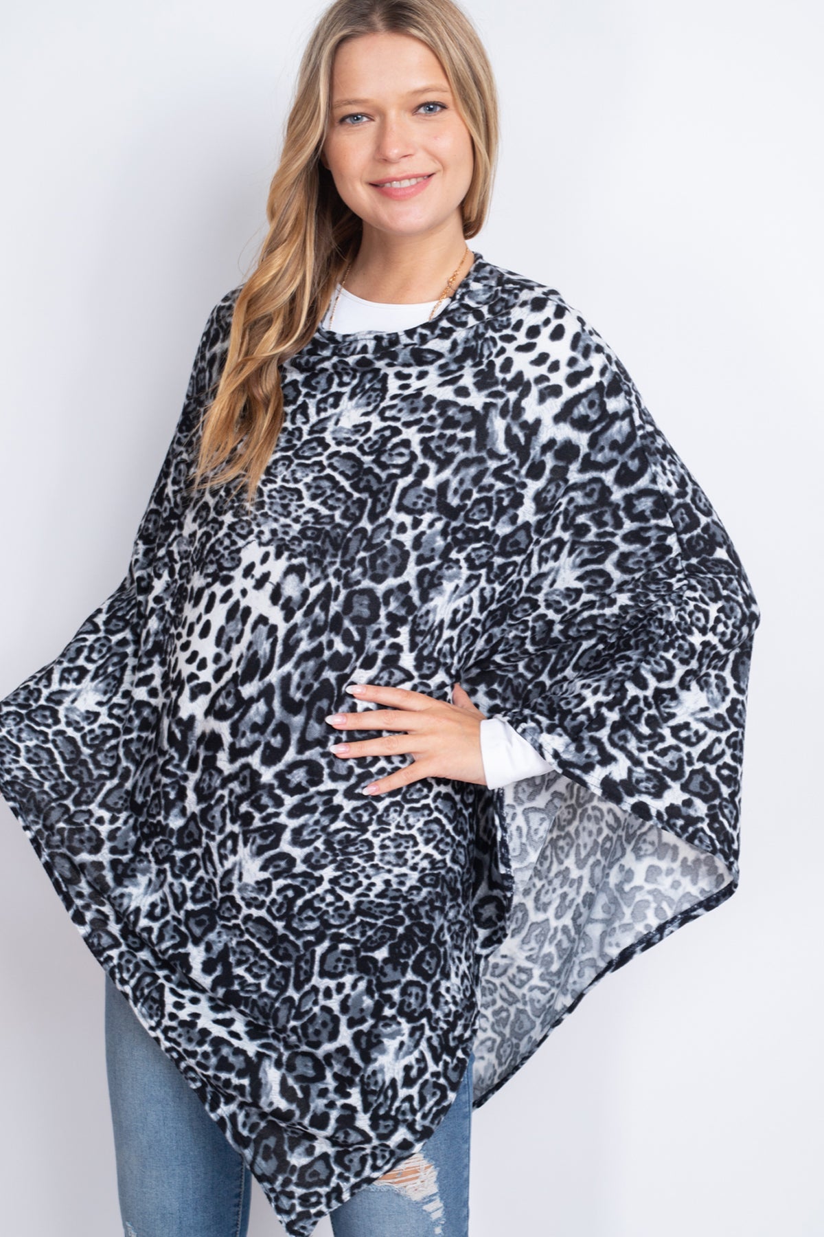 Riah Fashion - All Year Round Leopard Poncho - 3 COLORS -