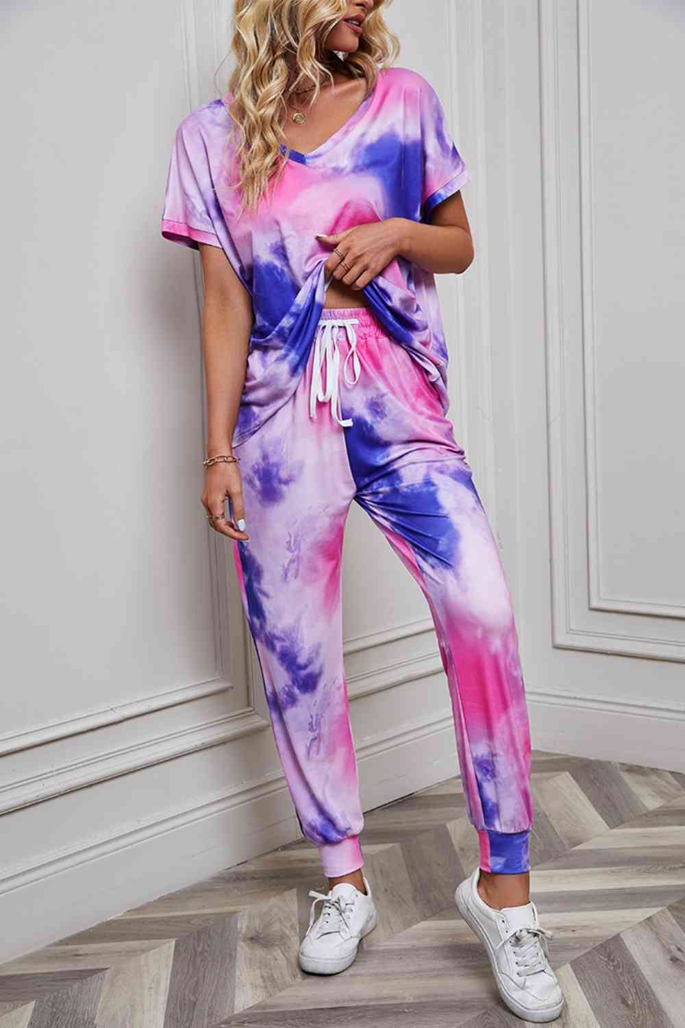 Tie-Dye Top and Pants Set - 2 PCS. - T - 5 TIE DYE COLORS -